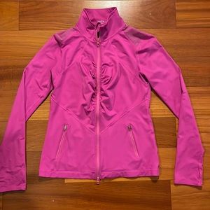 Zella track jacket w thumb holes, zippered pockets